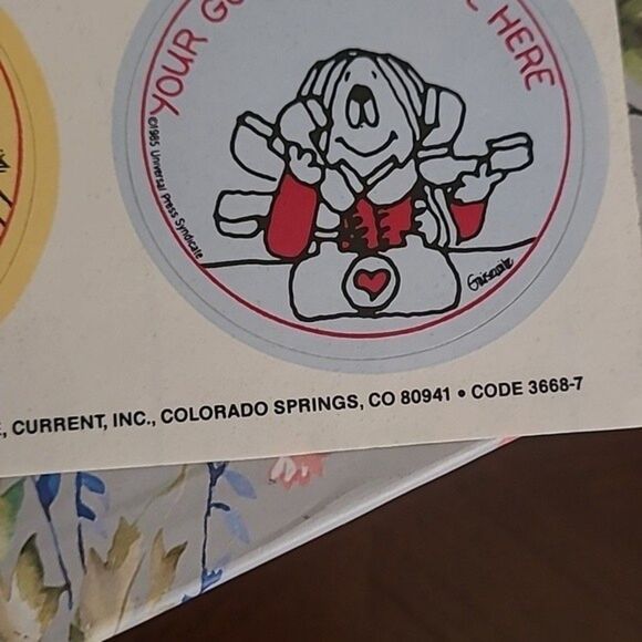 Vtg 80s CAthy Cathy Guisewite stickers on sheet page quantity 6 round Retro Y2k - Picture 6 of 16